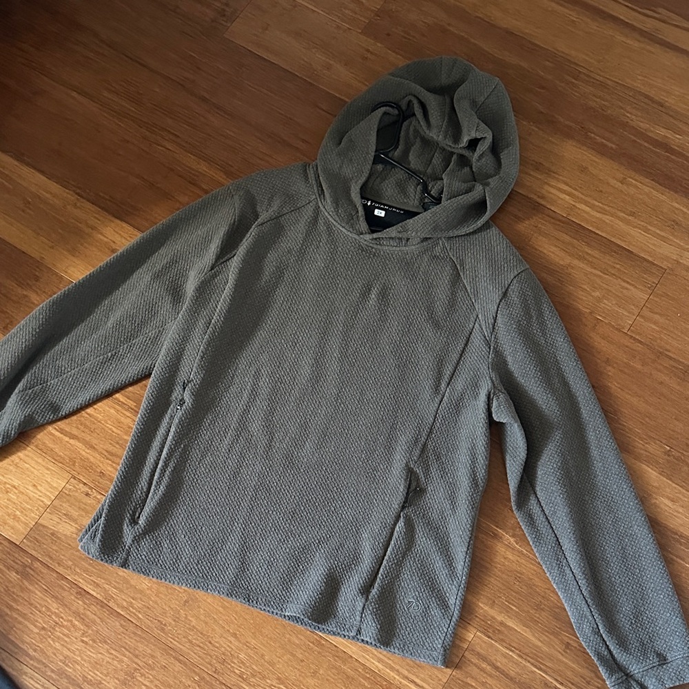 Olive Green Hooded Waffle Knit Pullover